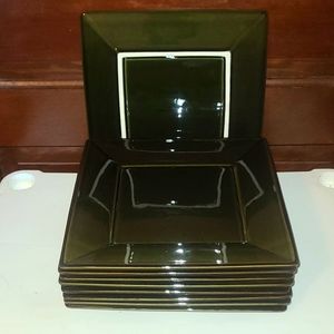 Pottery Barn plates in two shades of green